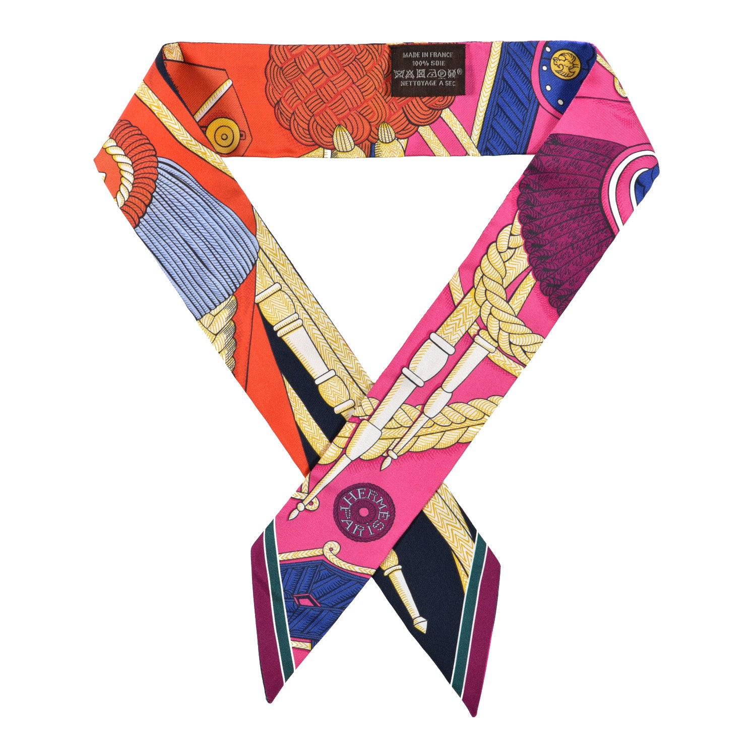 Hermes Silk Zouaves Et Dragons Twilly Rose Orange Multicolor 1 of 4