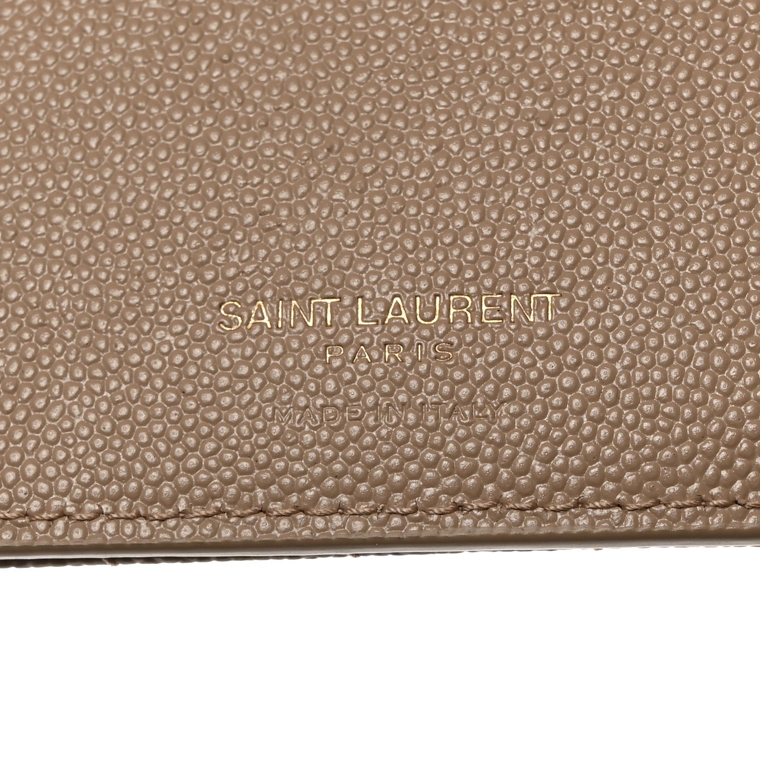 Saint Laurent Grain De Poudre Matelasse Chevron Monogram Zipped Two-Part Wallet Dark Beige 6 of 8