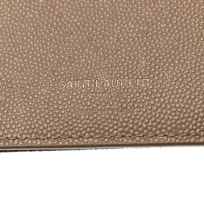 Saint Laurent Grain De Poudre Matelasse Chevron Monogram Zipped Two-Part Wallet Dark Beige 6 of 8