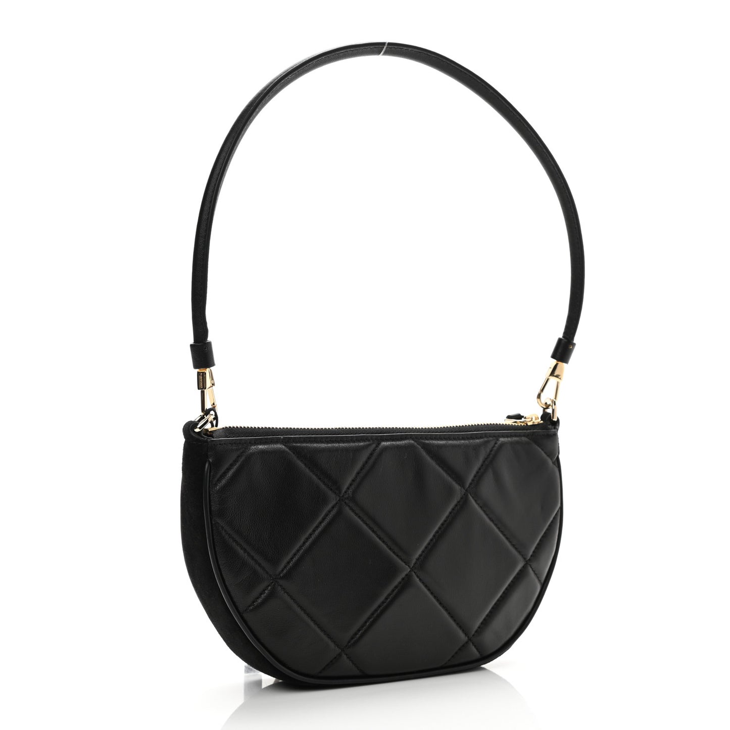 Smooth Calfskin Argyle Quilted Olympia Pouch Black