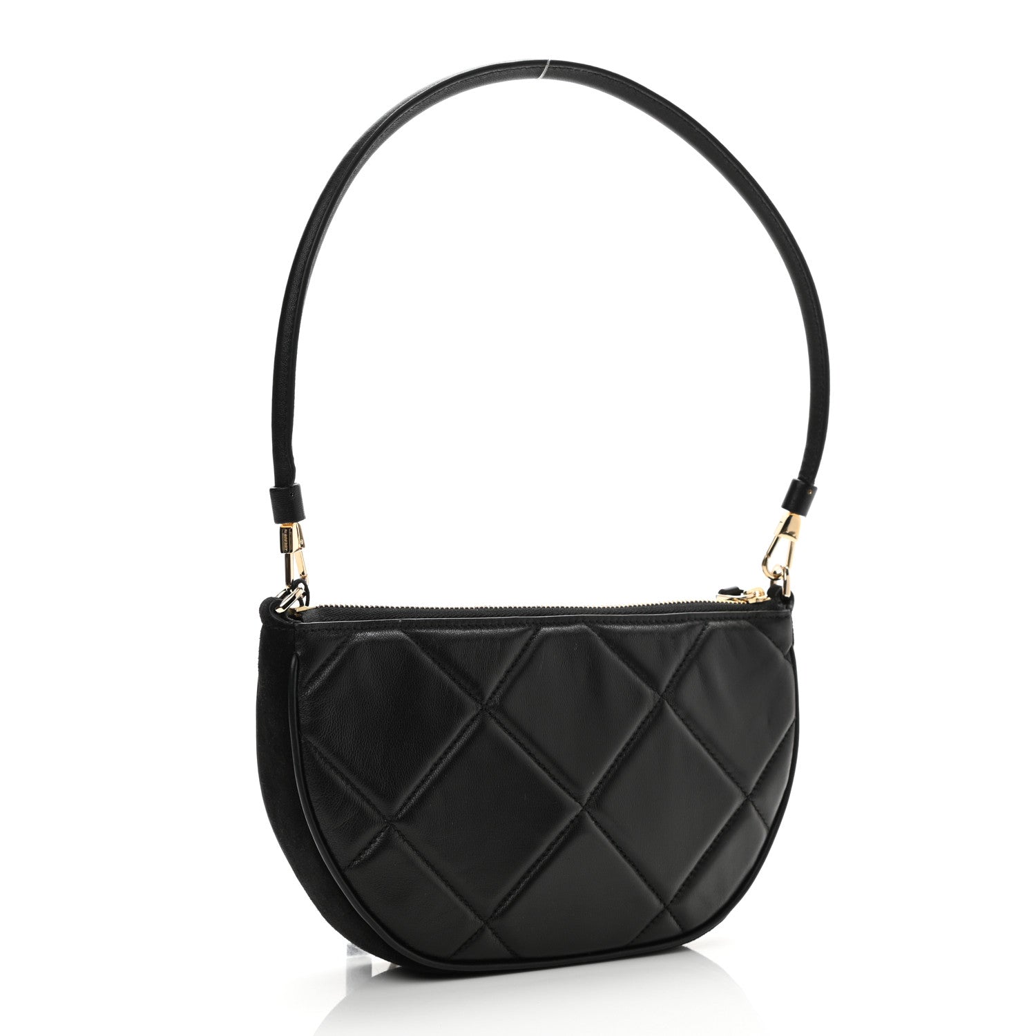 Burberry Smooth Calfskin Argyle Quilted Olympia Pouch Black 4 of 11