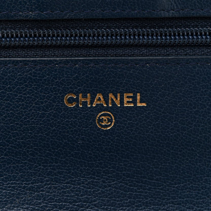 Chanel Patent Goatskin Quilted CC Eyelet Wallet On Chain WOC Blue 6 of 11