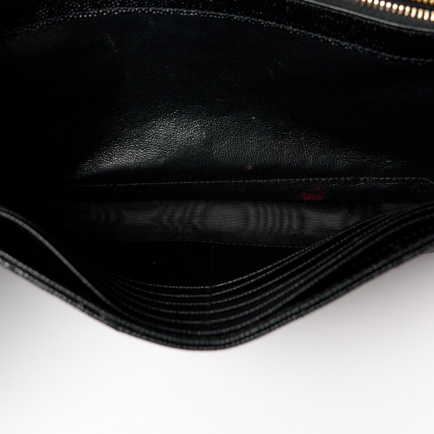 Saint Laurent Grain De Poudre Matelasse Chevron Monogram Chain Wallet Black 11 of 11