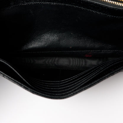Saint Laurent Grain De Poudre Matelasse Chevron Monogram Chain Wallet Black 11 of 11