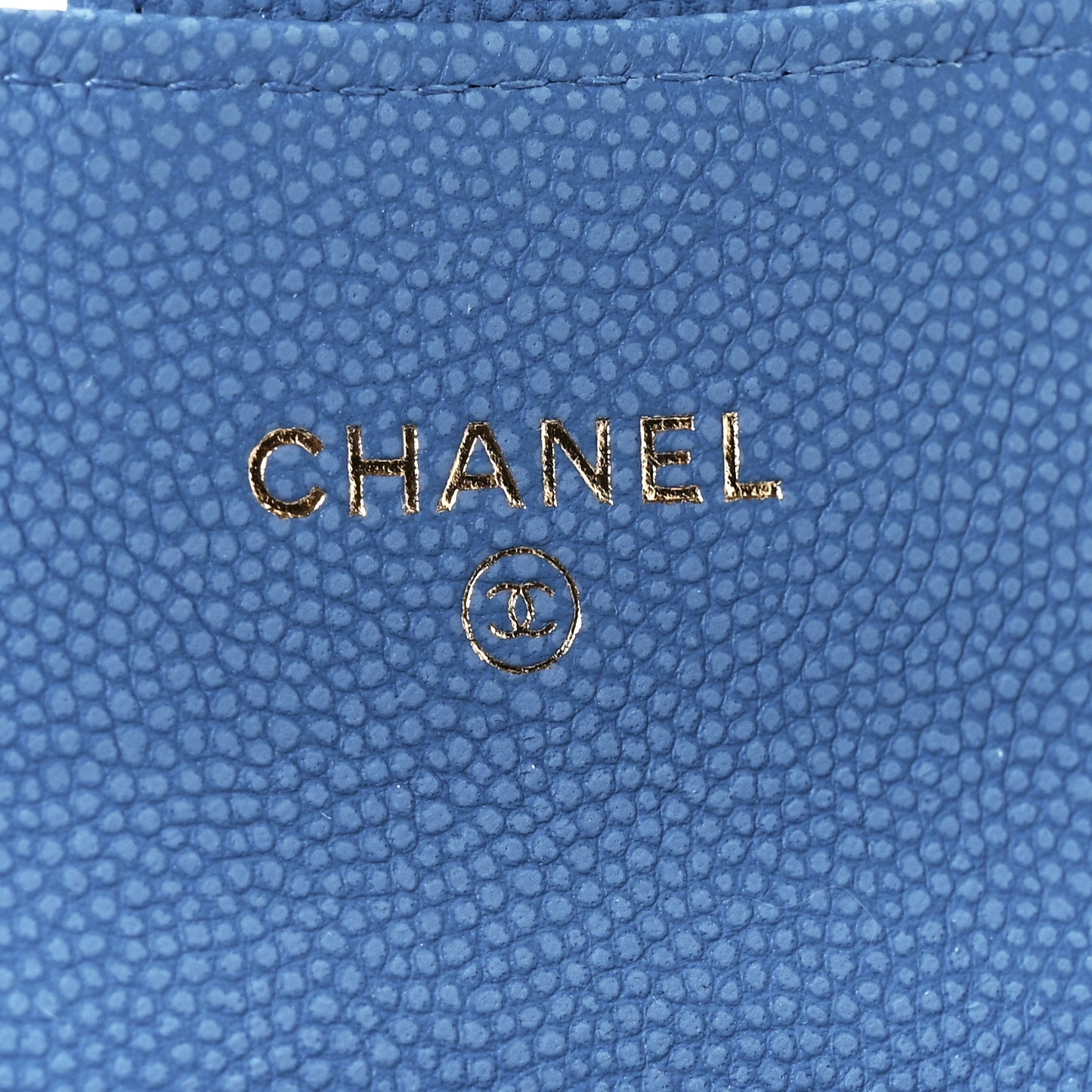 Caviar Flat Chevron Quilted Flap Card Holder Wallet Blue