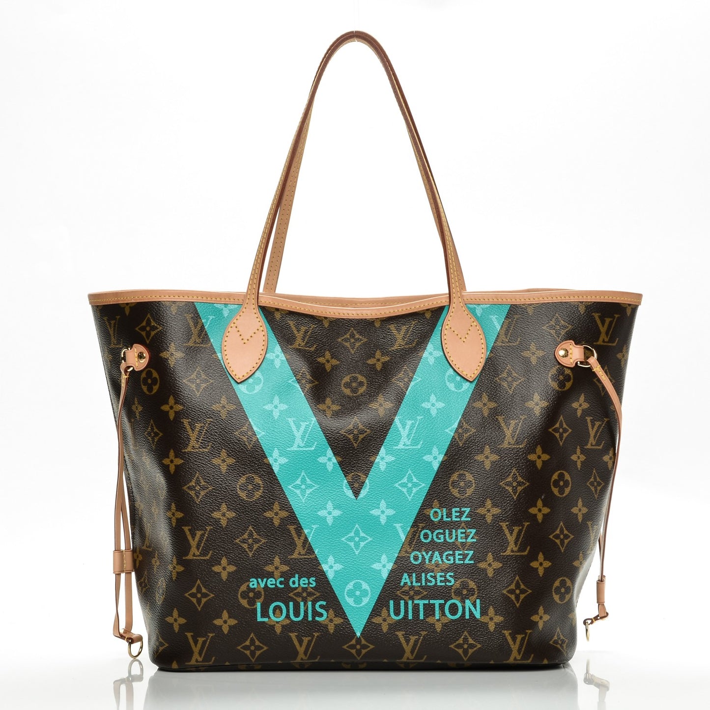 Monogram V Neverfull MM Turquoise