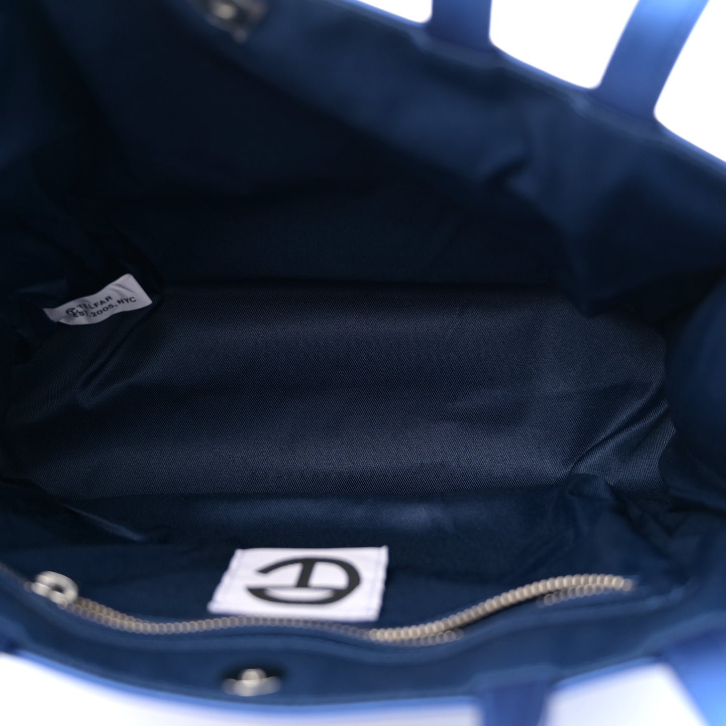 Metallic Vegan Leather Medium Shopping Bag Cobalt