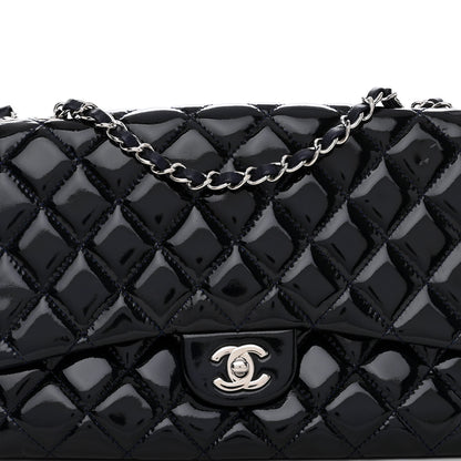 Chanel Patent Quilted 3 Jumbo Flap Navy 9 of 13
