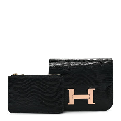 Hermes Lizard Constance Slim Wallet Black 1 of 8