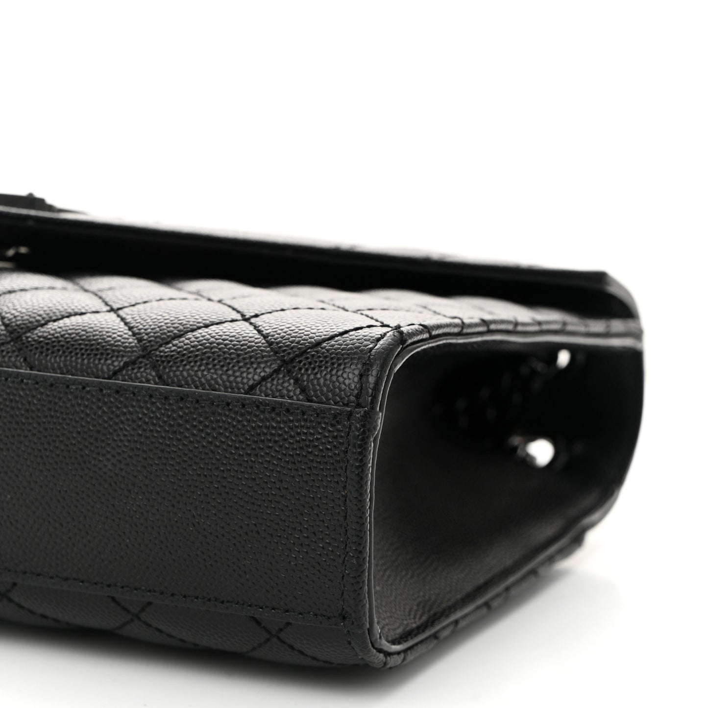 Grain De Poudre Textured Mixed Matelasse Triquilt Medium Monogram Monochrome Satchel Black