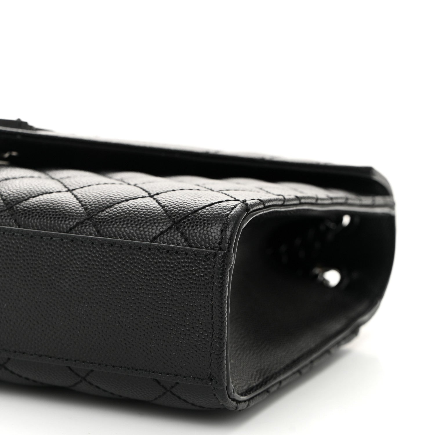 Saint Laurent Grain De Poudre Textured Mixed Matelasse Triquilt Medium Monogram Monochrome Satchel Black 10 of 12