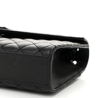 Saint Laurent Grain De Poudre Textured Mixed Matelasse Triquilt Medium Monogram Monochrome Satchel Black 10 of 12