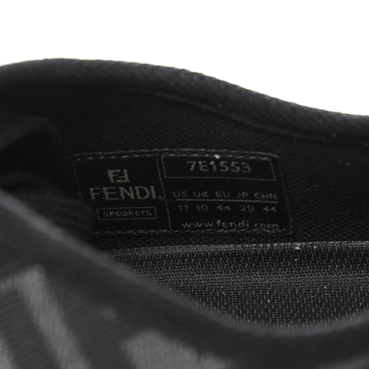 Fendi Fabric Jacquard Rubber FF Mens Domino Sneakers 11 Asfalto Black 9 of 10