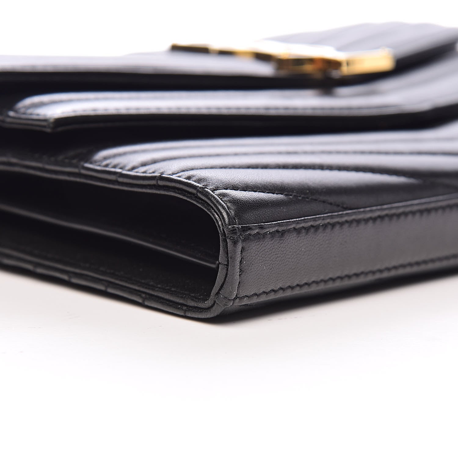 Saint Laurent Lambskin Matelasse Chevron Monogram Sulpice Chain Wallet Black 8 of 11