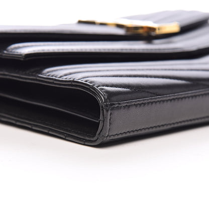 Saint Laurent Lambskin Matelasse Chevron Monogram Sulpice Chain Wallet Black 8 of 11
