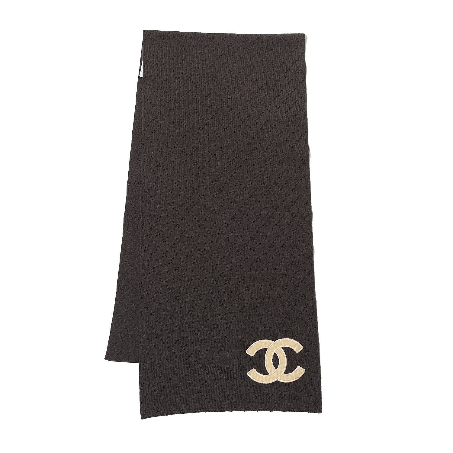 Chanel Merino Wool CC Scarf Brown 1 of 4