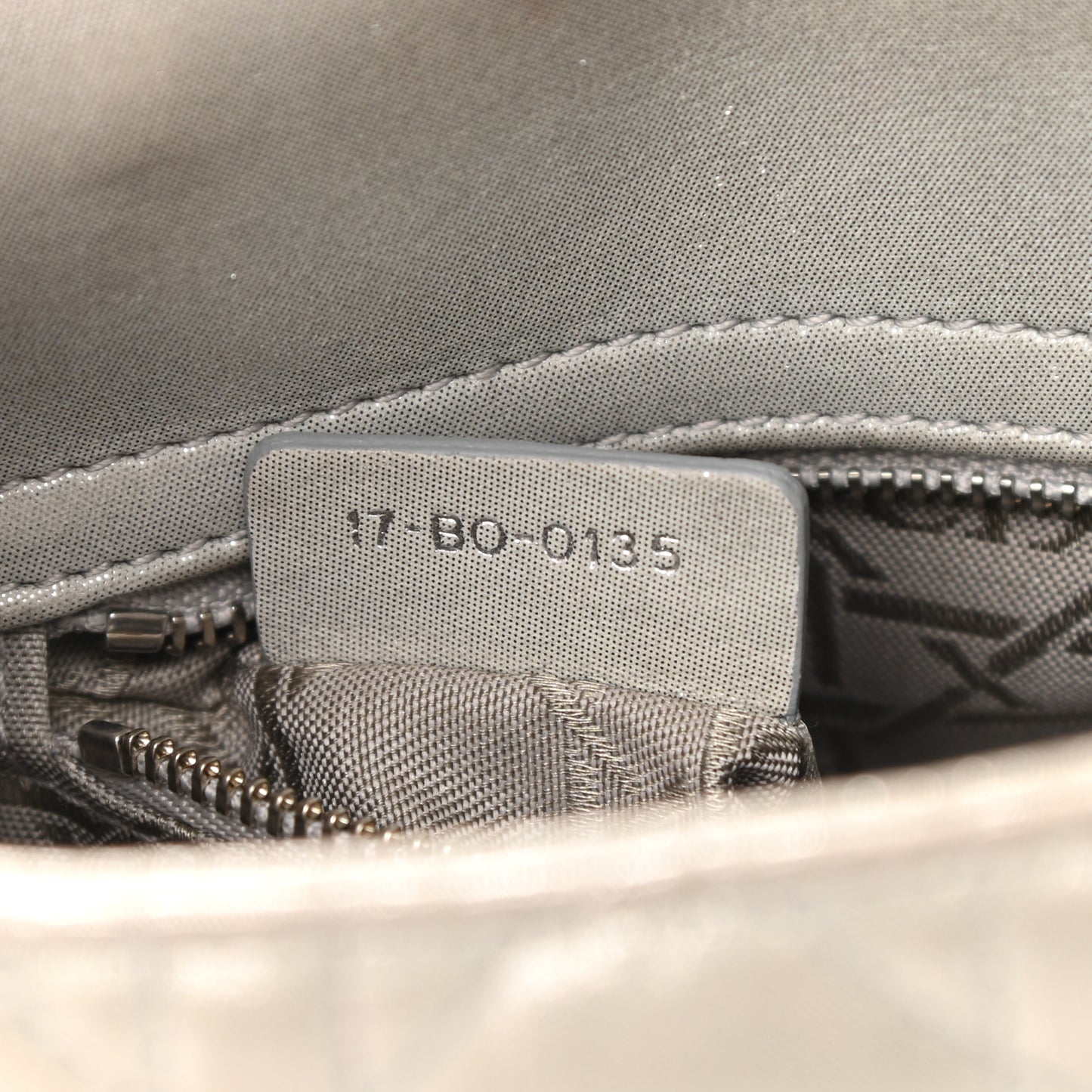 Metallic Nubuck Cannage Mini Lady Dior Silver