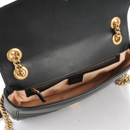 Gucci Calfskin Matelasse Medium GG Marmont Shoulder Bag Black 5 of 7