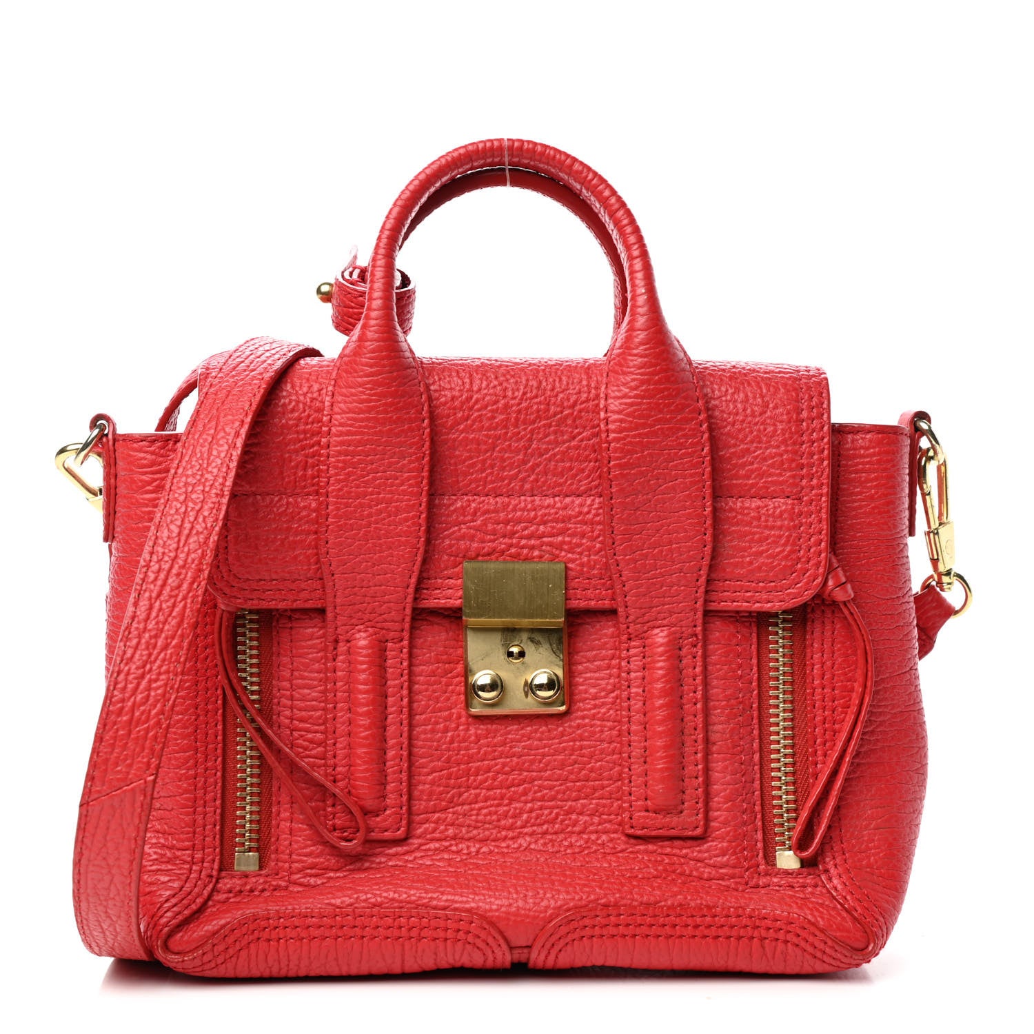 3.1 Phillip Lim Textured Calfskin Mini Pashli Satchel Red 1 of 4