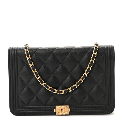 Chanel Caviar Quilted Boy Wallet On Chain WOC Black 1 of 12