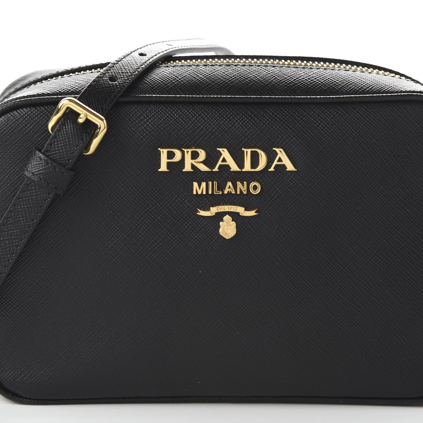 Saffiano Lux Small Camera Crossbody Bag Black