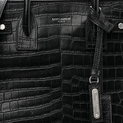 Saint Laurent Calfskin Crocodile Embossed Baby Supple Sac De Jour Black 7 of 10
