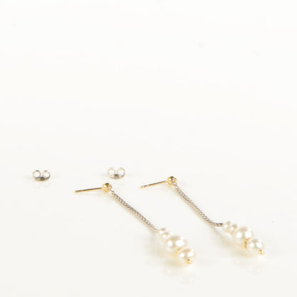 David Yurman Sterling Silver 18K Yellow Gold Pearl Drop Earrings 4 of 7