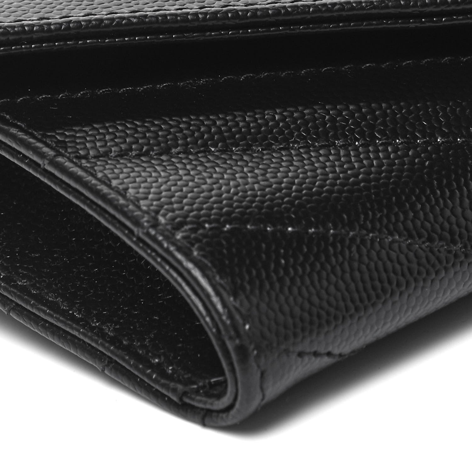 Saint Laurent Grain De Poudre Matelasse Chevron Small Monochrome Monogram Envelope Wallet Black 5 of 9