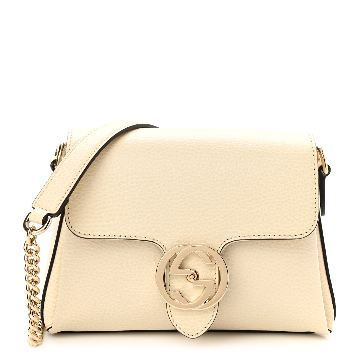 Dollar Calfskin Interlocking G Crossbody Bag Mystic White