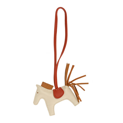 Hermes Milo Lambskin Grigri Rodeo Horse Bag Charm PM Craie Sesame Cornaline 1 of 4
