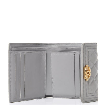 Chanel Caviar Quilted Compact Boy Flap Wallet Grey 5 of 9