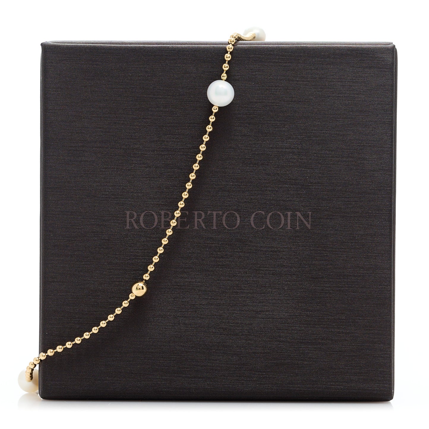 18K Yellow Gold Pearl Bead Station Necklace