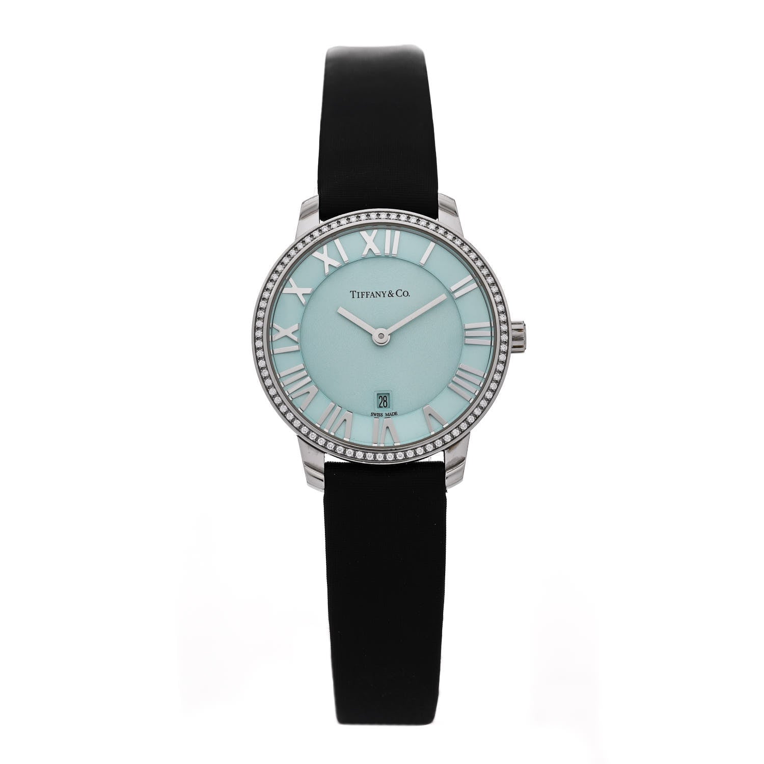 Tiffany Stainless Steel Satin Diamond Bezel 31mm Atlas 2-Hand Quartz Watch Tiffany Blue 1 of 5