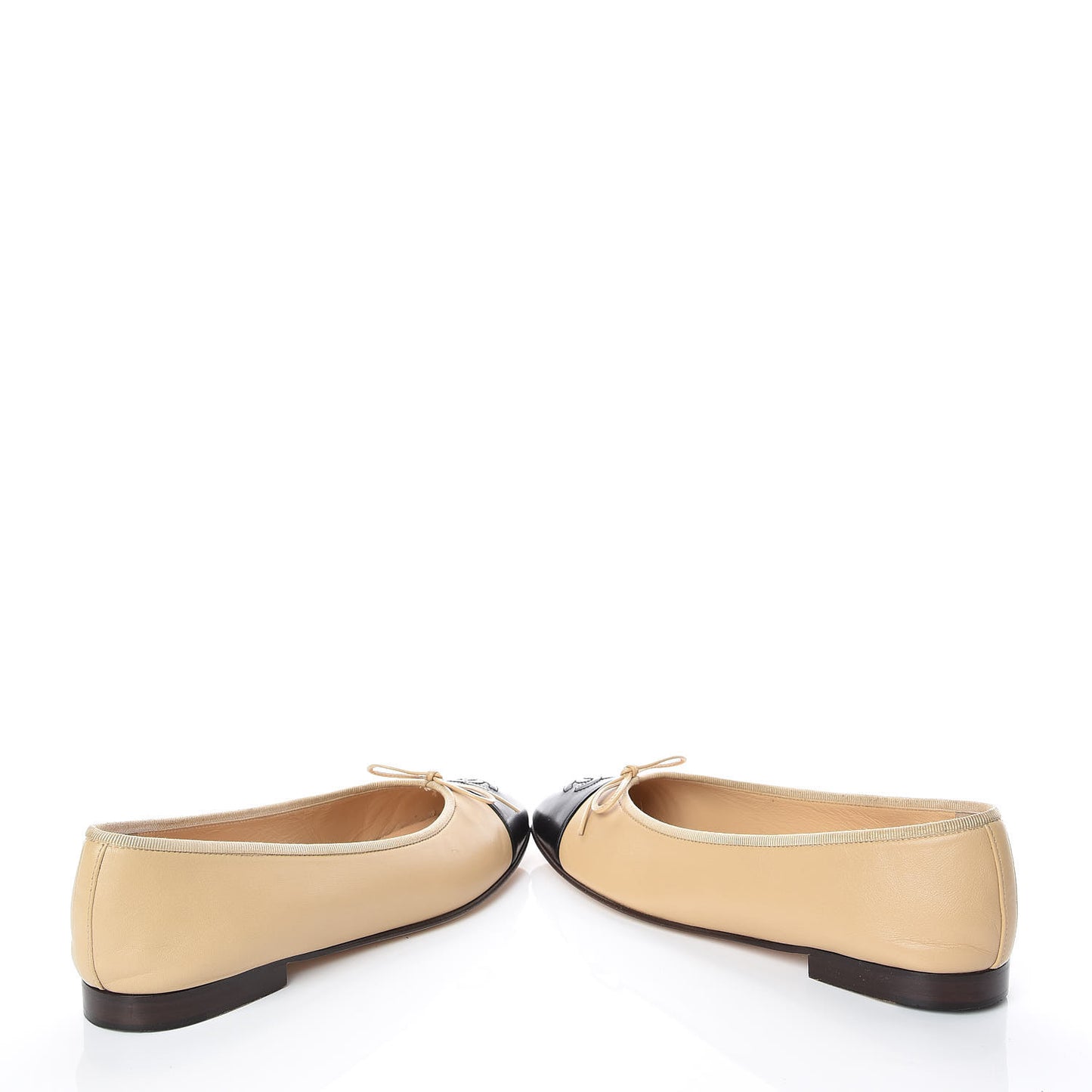 Lambskin Cap Toe CC Ballerina Flats 39 Beige Black