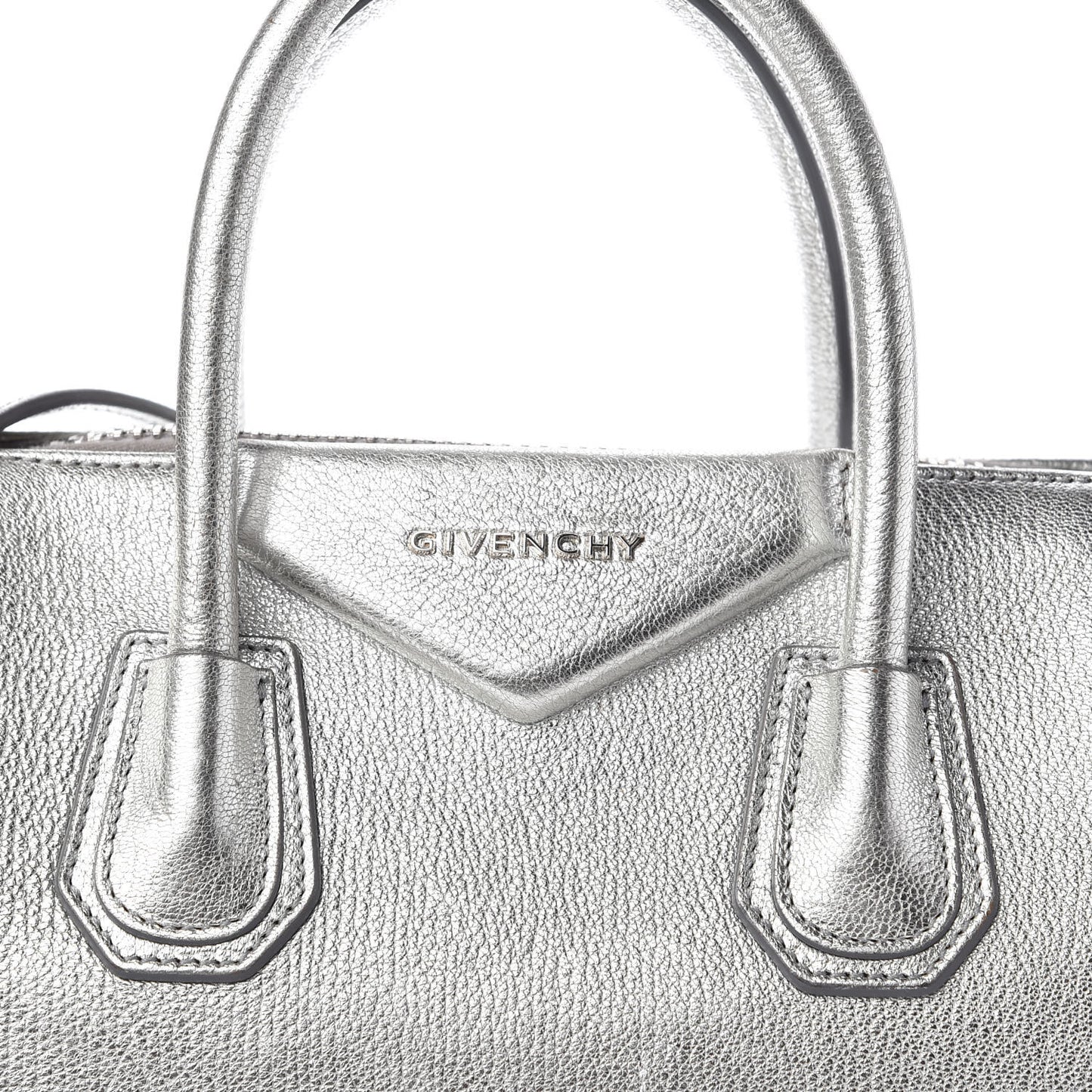 Metallic Sugar Goatskin Small Antigona Silver