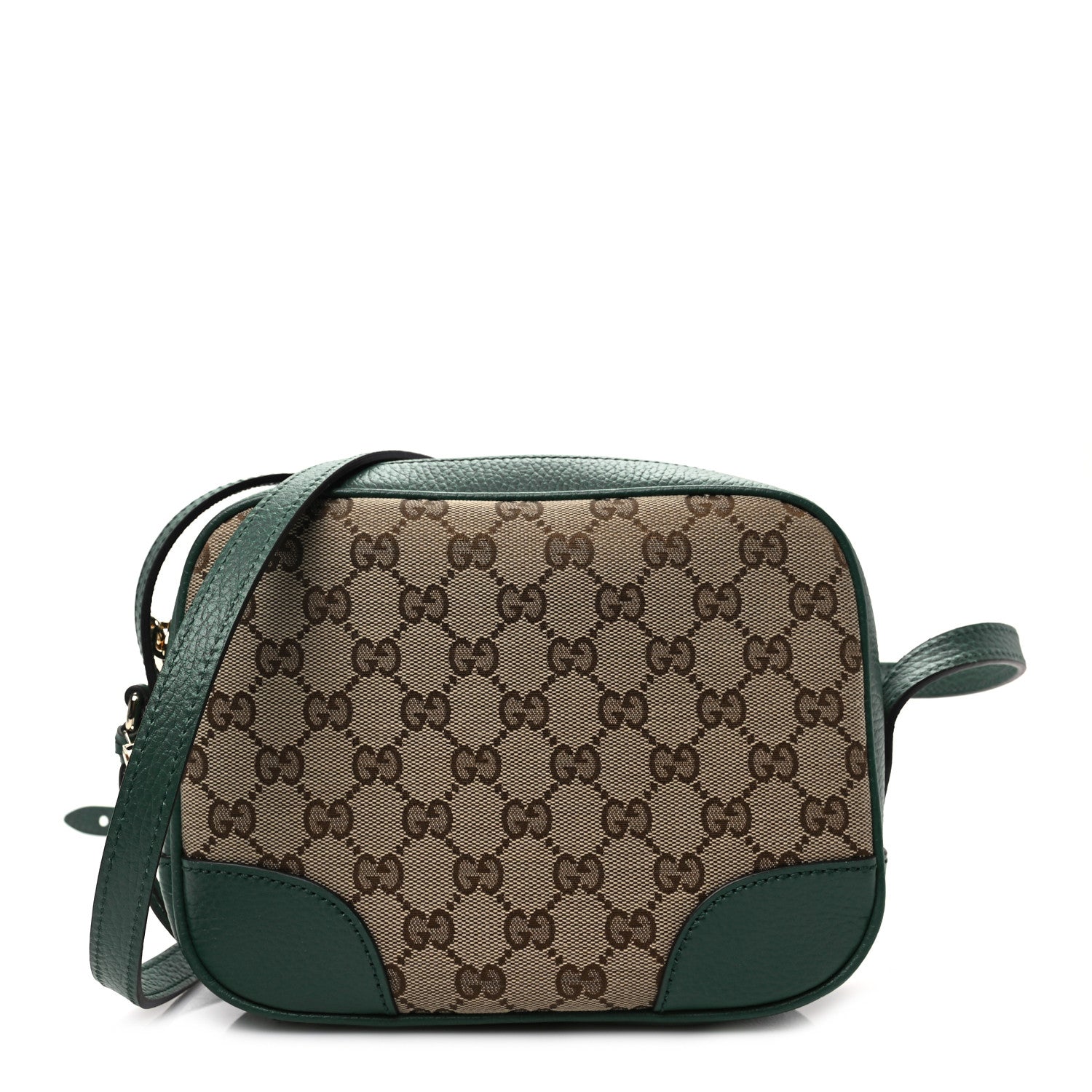 Gucci Monogram Dollar Calfskin Mini Bree Messenger Bag Beige Ebony Emerald 1 of 8