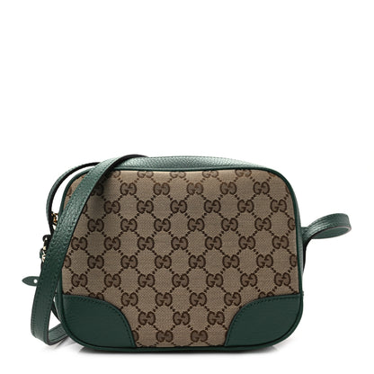 Gucci Monogram Dollar Calfskin Mini Bree Messenger Bag Beige Ebony Emerald 1 of 8