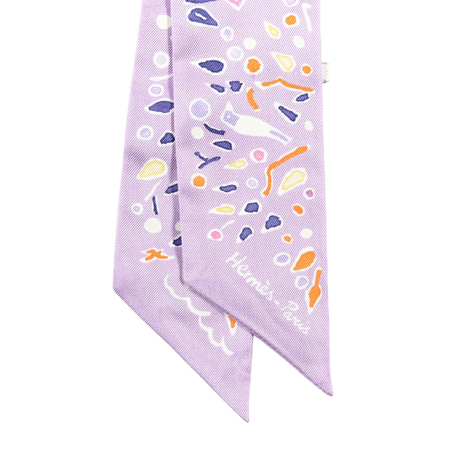 Hermes Silk Isola Di Primavera Twilly Lilas Orange Jaune 2 of 4