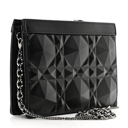 Christian Dior Calfskin Macrocannage Diamond Caro Zipped Pouch With Chain Black 3 of 9