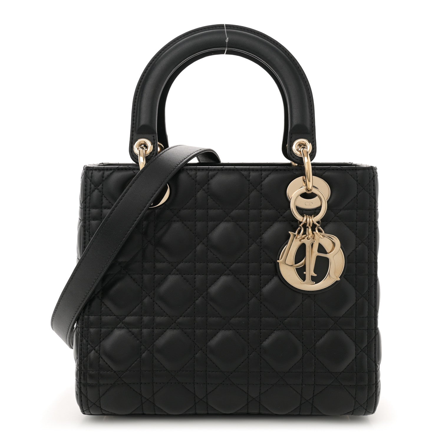 Christian Dior Lambskin Cannage Medium Lady Dior Black 1 of 11