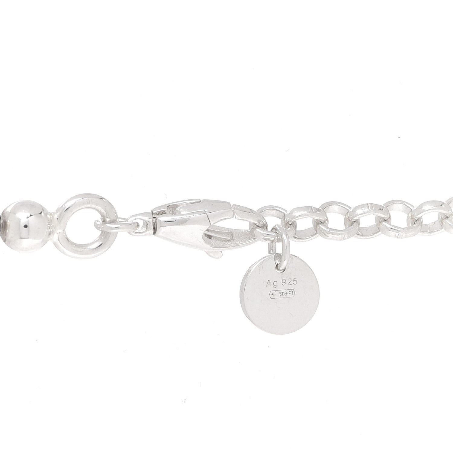 Gucci Sterling Silver Interlocking GG Pendant Beaded Necklace 4 of 7