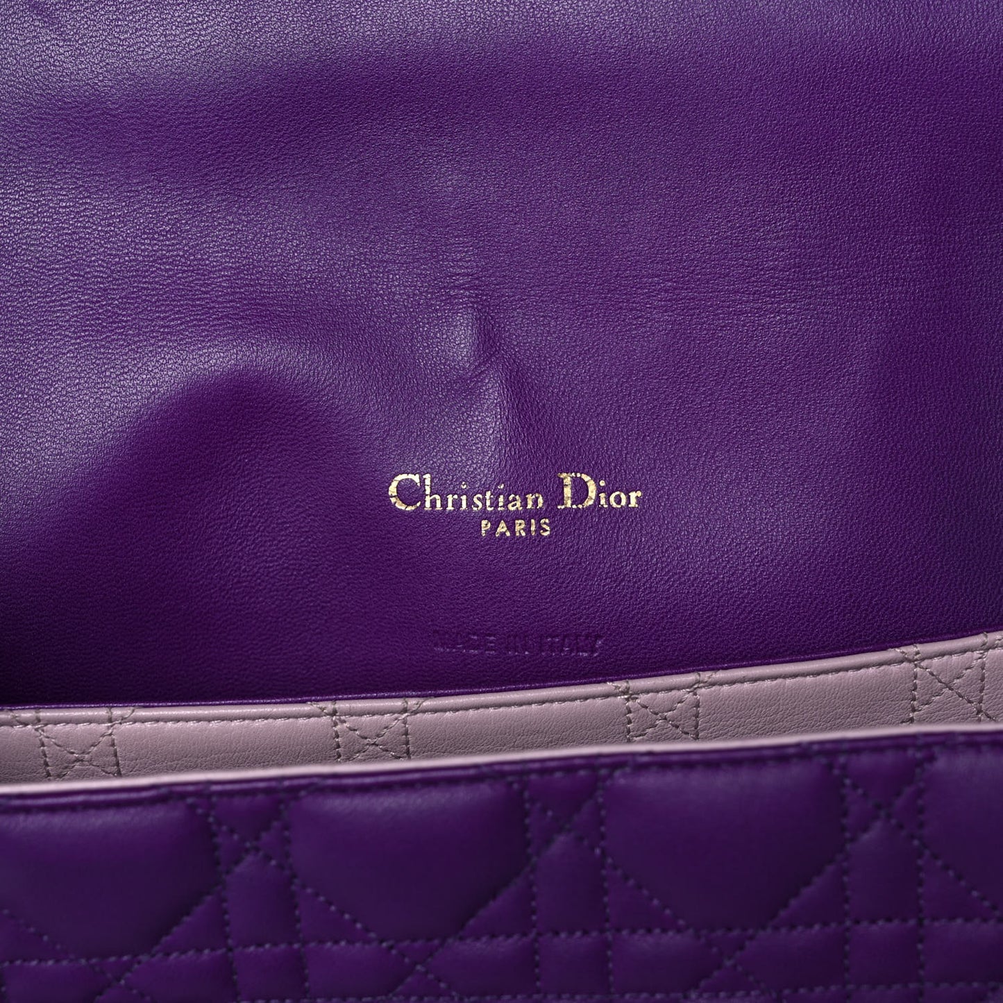 Lambskin Cannage Large Miss Dior Flap Purple