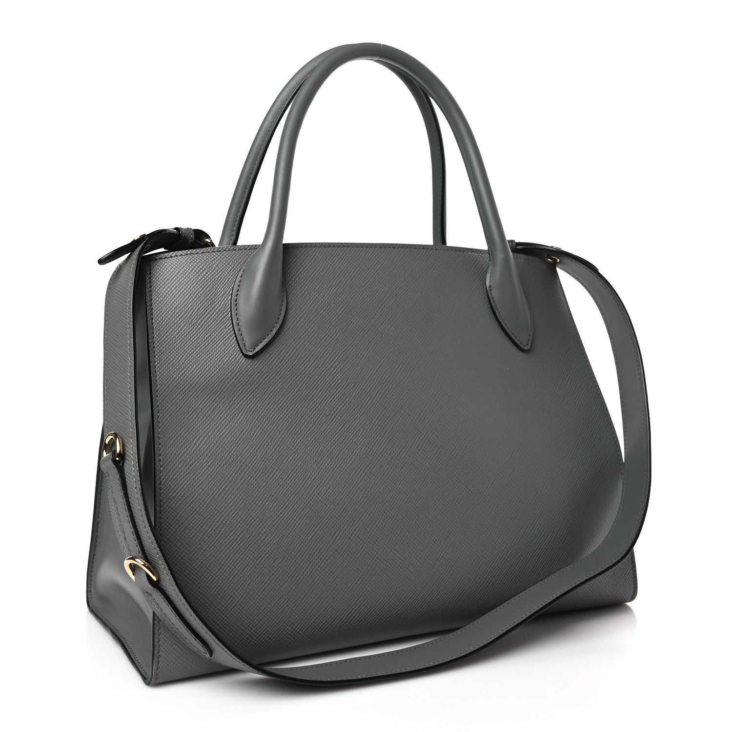 Prada Saffiano Cuir Calfskin Medium Monochrome Top Handle Tote Ardesia 3 of 8