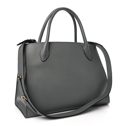 Prada Saffiano Cuir Calfskin Medium Monochrome Top Handle Tote Ardesia 3 of 8