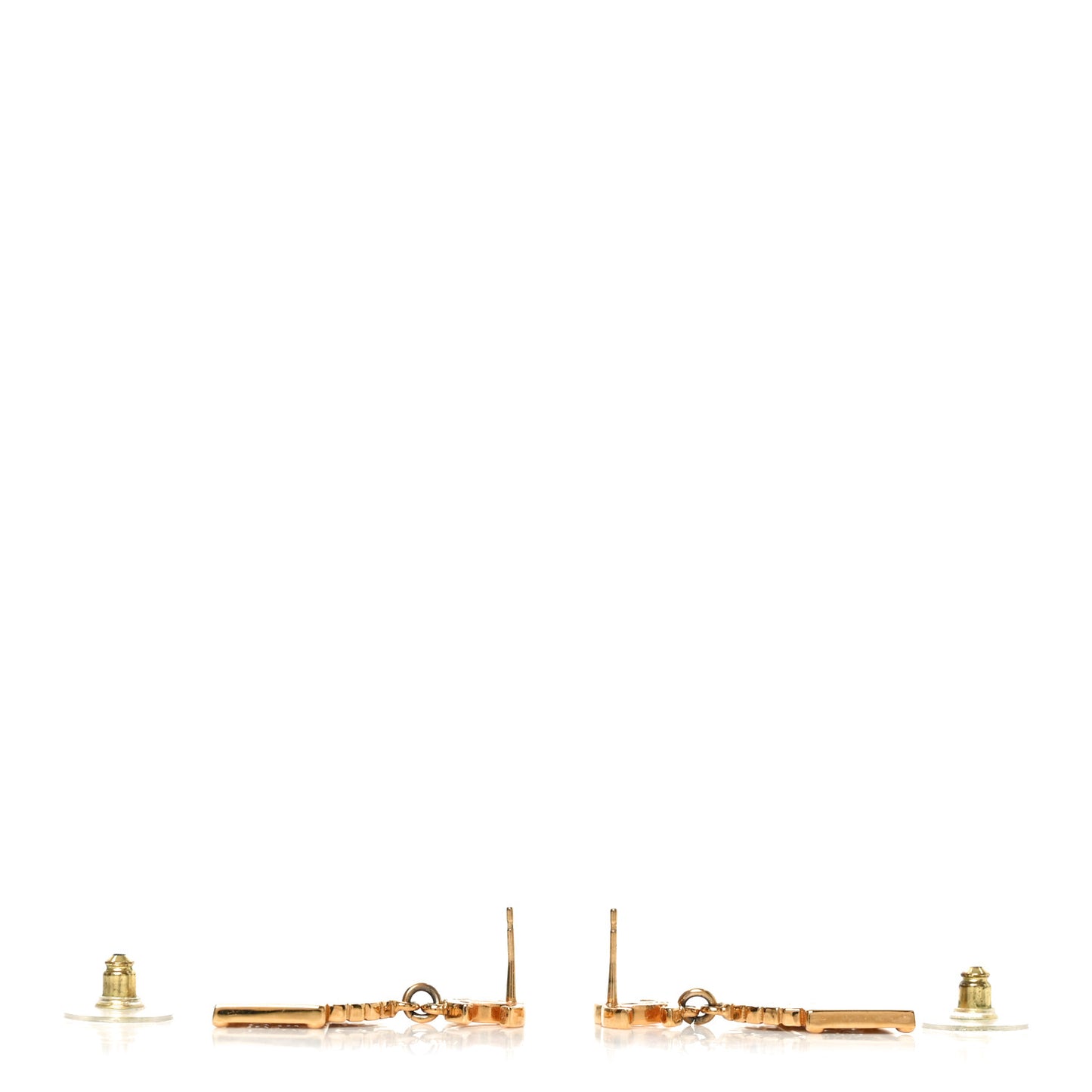 Metal CC Rue Cambon Drop Earrings Gold