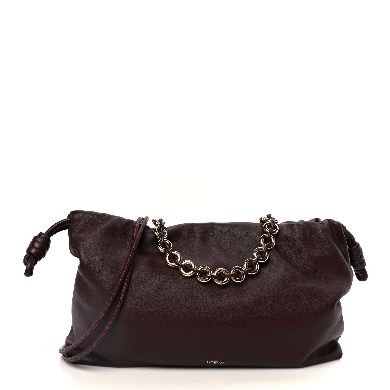Loewe Mellow Nappa Donut Chain Large Flamenco Knot Clutch Dark Burgundy 1 of 11
