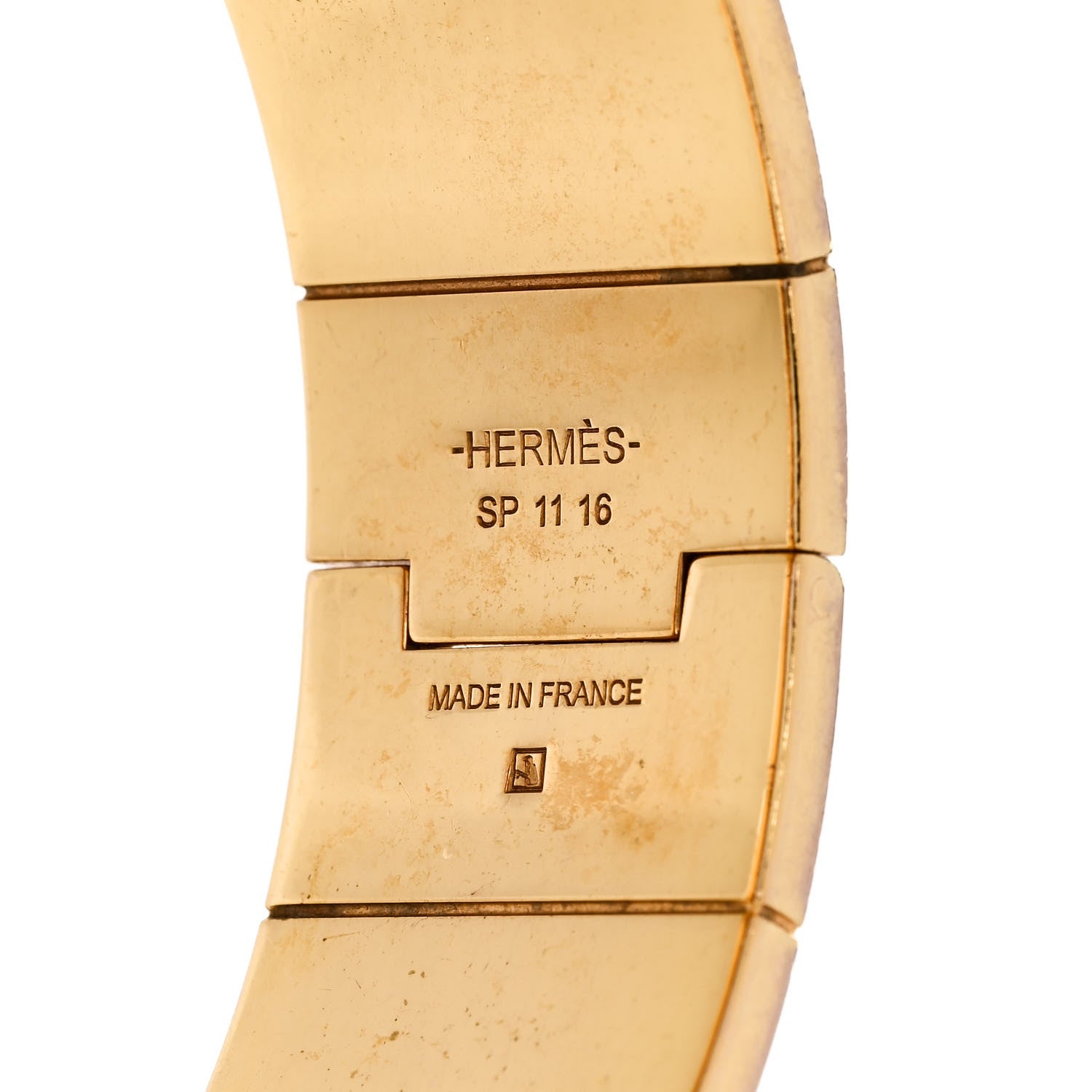 Hermes Enamel Charniere Uni Wide Hinged Bracelet S White 4 of 4