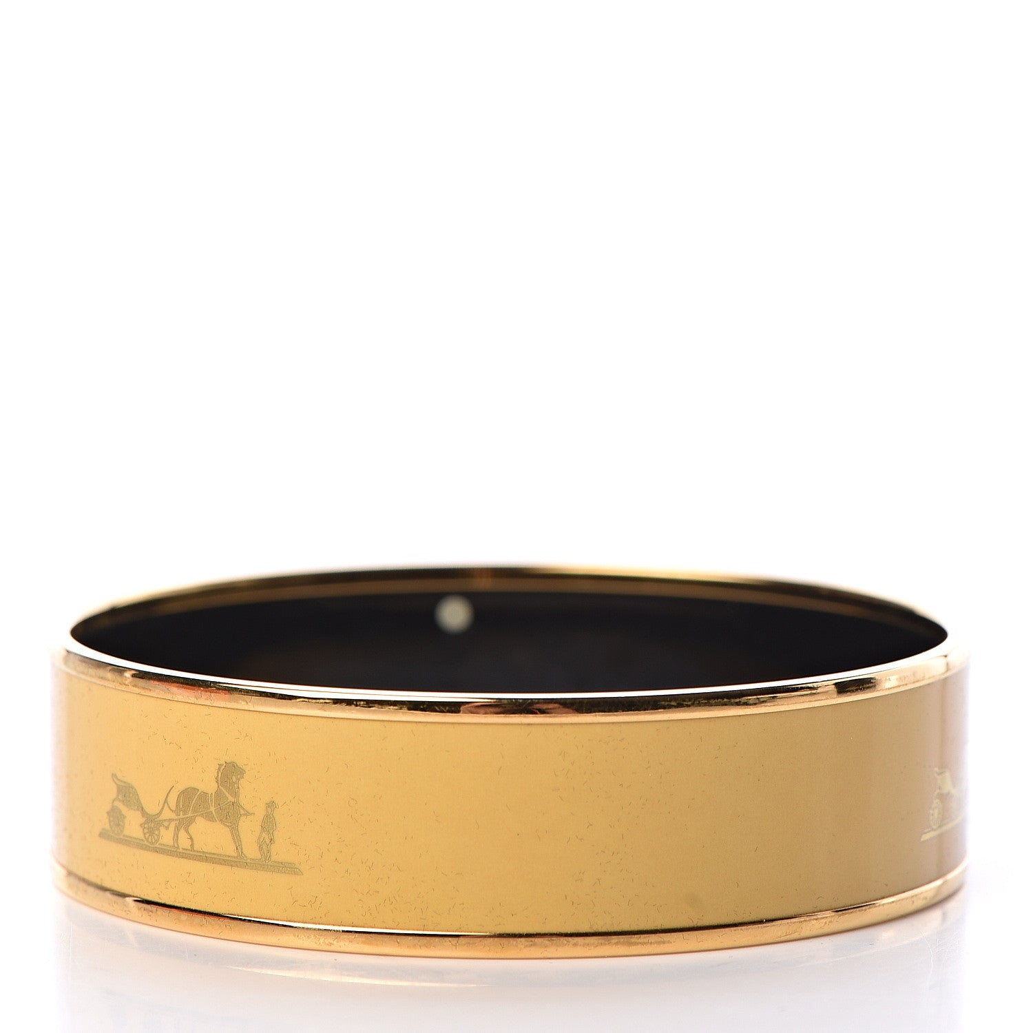 Hermes Enamel Printed Wide Caleche Bracelet 70 Jaune De Mars 3 of 6