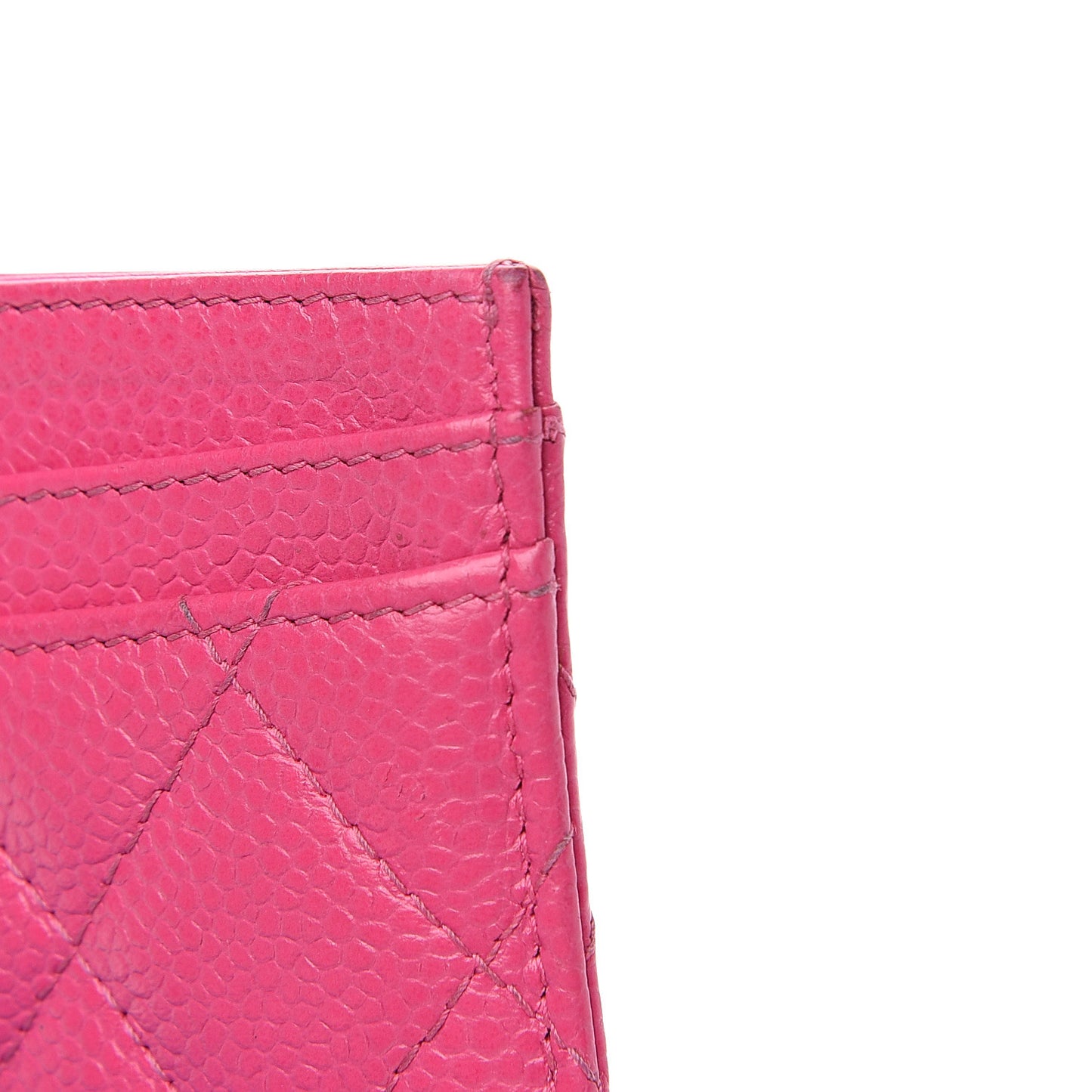 Caviar Quilted Card Holder Pink