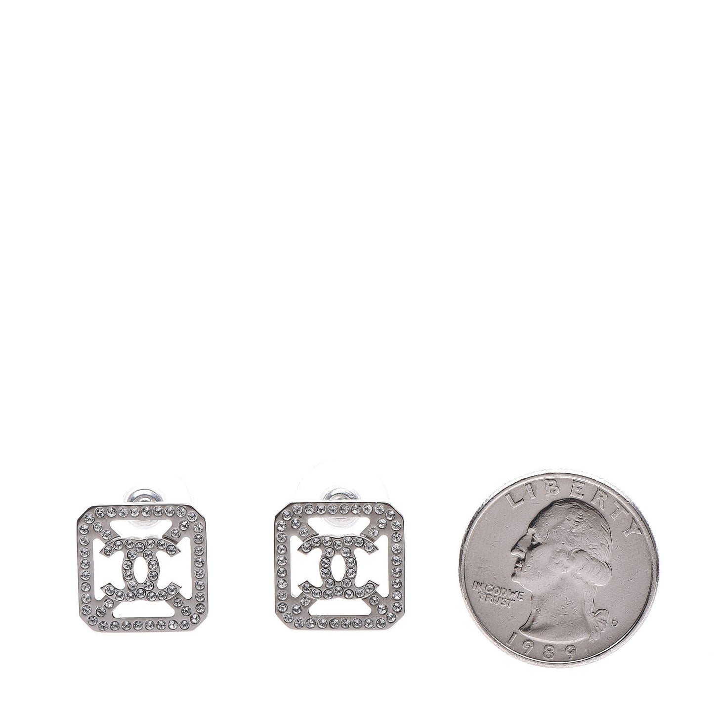Crystal CC Earrings Silver